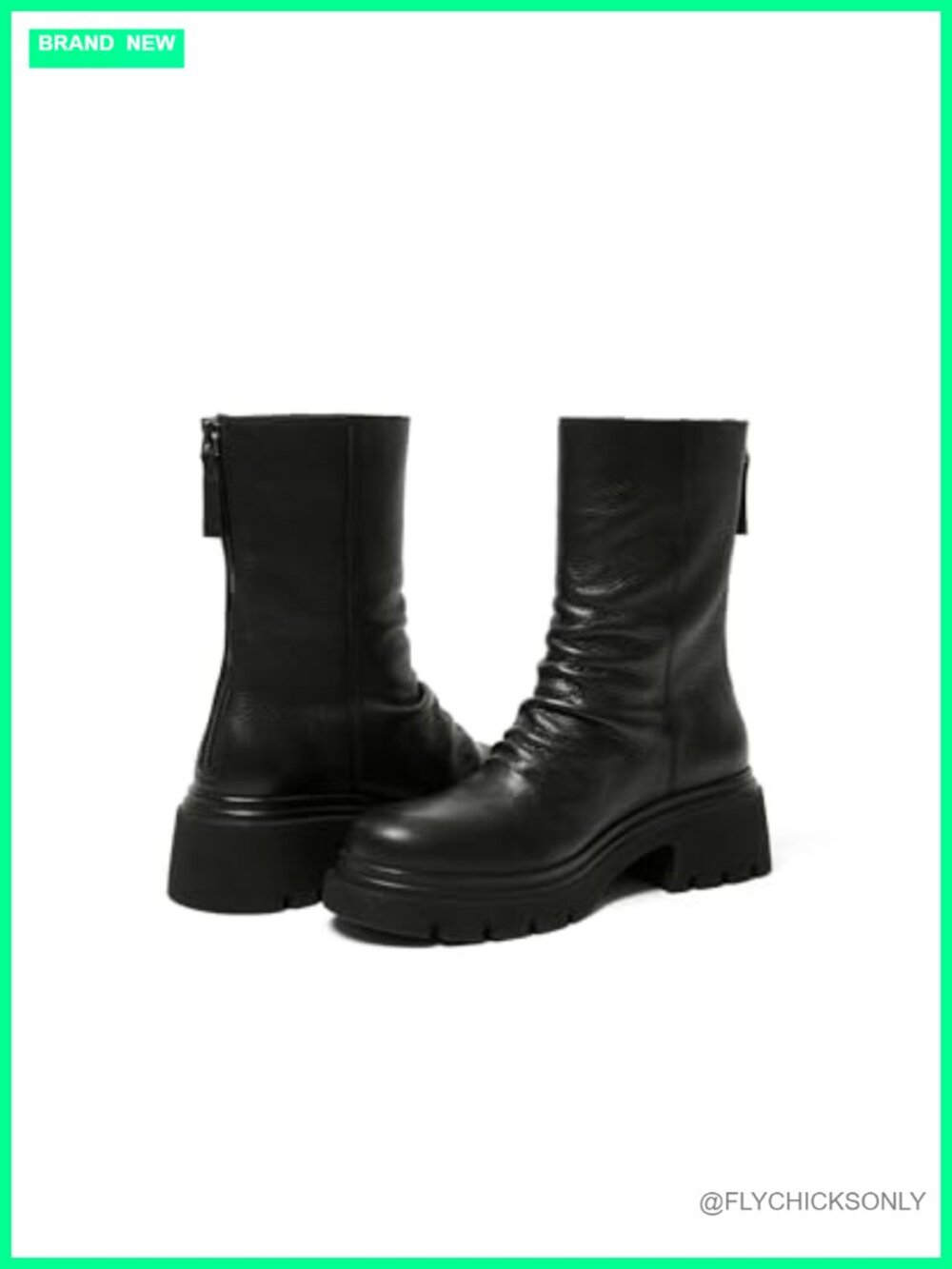 Mid-Calf Ruched Leather Platform Boot - Picture 4 of 4